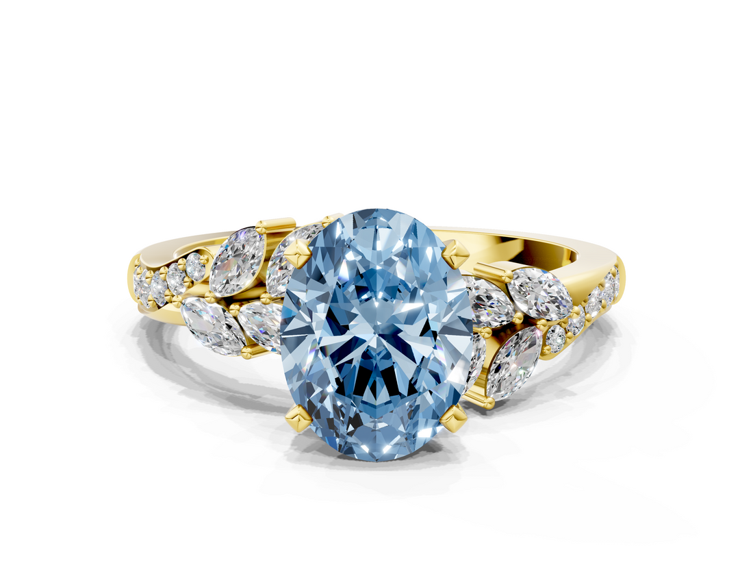 Yellow gold Fancy Blue Oval  Solitaire Marquise Twist Band with Six-Prong Setting_64