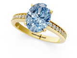 Yellow gold Fancy Blue Oval  Solitaire Pavé Band Prong Setting Ring_21
