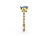 Yellow gold Fancy Blue Oval  Solitaire Pavé Band Prong Setting Ring_22