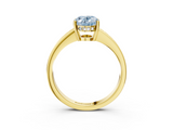 Yellow gold Fancy Blue Oval  Solitaire Pavé Band Prong Setting Ring_23