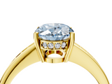 Yellow gold Fancy Blue Oval  Solitaire Pavé Band Prong Setting Ring_24