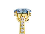 Yellow gold Fancy Blue Oval  Solitaire Pavé Band Prong Setting Ring_25