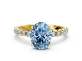 Yellow gold Fancy Blue Oval  Solitaire Pavé Band with Four-Prong Setting_150