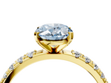 Yellow gold Fancy Blue Oval  Solitaire Pavé Band with Four-Prong Setting_154