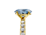 Yellow gold Fancy Blue Oval  Solitaire Pavé Band with Four-Prong Setting_155