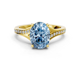 Yellow gold Fancy Blue Oval  Solitaire Pavé Band with Four-Prong Setting_45