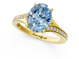 Yellow gold Fancy Blue Oval  Solitaire Pavé Band with Four-Prong Setting_46