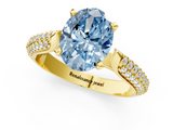 Yellow gold Fancy Blue Oval  Solitaire Pavé Diamond Engagement Ring with Four-Prong Setting_138
