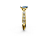 Yellow gold Fancy Blue Oval  Solitaire Pavé Diamond Engagement Ring with Four-Prong Setting_139