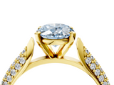 Yellow gold Fancy Blue Oval  Solitaire Pavé Diamond Engagement Ring with Four-Prong Setting_141