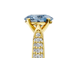 Yellow gold Fancy Blue Oval  Solitaire Pavé Diamond Engagement Ring with Four-Prong Setting_142