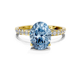 Yellow gold Fancy Blue Oval  Solitaire Pavé Diamond Engagement Ring with Four-Prong Setting_39