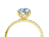 Yellow gold Fancy Blue Oval  Solitaire Pavé Diamond Engagement Ring with Four-Prong Setting_43