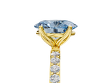 Yellow gold Fancy Blue Oval  Solitaire Pavé Diamond Engagement Ring with Four-Prong Setting_44