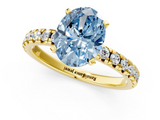 Yellow gold Fancy Blue Oval  Solitaire Pave Diamond Engagement Ring with Four-Prong Setting_348