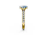Yellow gold Fancy Blue Oval  Solitaire Pave Diamond Engagement Ring with Four-Prong Setting_349
