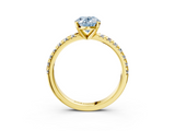 Yellow gold Fancy Blue Oval  Solitaire Pave Diamond Engagement Ring with Four-Prong Setting_350