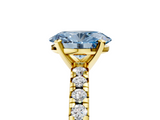 Yellow gold Fancy Blue Oval  Solitaire Pave Diamond Engagement Ring with Four-Prong Setting_352