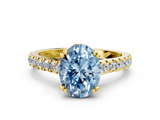Yellow gold Fancy Blue Oval  Solitaire Pave Diamond Engagement Ring with Prong Setting_20