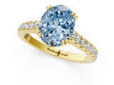 Yellow gold Fancy Blue Oval  Solitaire Pave Diamond Engagement Ring with Prong Setting_21