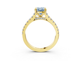 Yellow gold Fancy Blue Oval  Solitaire Pave Diamond Engagement Ring with Prong Setting_23