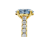 Yellow gold Fancy Blue Oval  Solitaire Pave Diamond Engagement Ring with Prong Setting_25