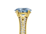 Yellow gold Fancy Blue Oval  Solitaire Pave Split Shank Engagement Ring with Six-Prong Setting_41