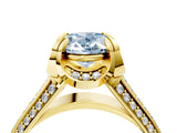 Yellow gold Fancy Blue Oval  Solitaire Pave Split Shank Ring with Four-Prong Setting_129