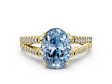 Yellow gold Fancy Blue Oval  Solitaire Split Shank Pavé Diamond Engagement Ring_390