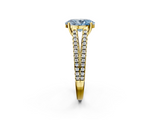 Yellow gold Fancy Blue Oval  Solitaire Split Shank Pavé Diamond Engagement Ring_392