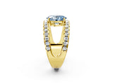 Yellow gold Fancy Blue Oval  Solitaire Split Shank Pave Diamond Ring_51