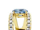 Yellow gold Fancy Blue Oval  Solitaire Split Shank Pave Diamond Ring_54