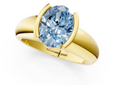 Yellow gold Fancy Blue Oval  Solitaire Tension Set Diamond Ring with Wide Band_21