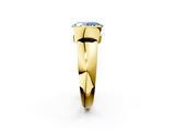 Yellow gold Fancy Blue Oval  Solitaire Tension Set Diamond Ring with Wide Band_22