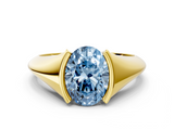 Yellow gold Fancy Blue Oval  Solitaire Tension Set Diamond Ring_20