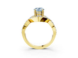 Yellow gold Fancy Blue Oval  Solitaire Twist Band Pavé Diamond Engagement Ring_35