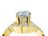 Yellow gold Fancy Blue Oval  Solitaire Twist Band Pavé Diamond Engagement Ring_36