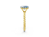Yellow gold Fancy Blue Oval  Solitaire Twist Band Ring with Four-Prong Setting_70