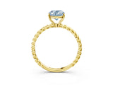 Yellow gold Fancy Blue Oval  Solitaire Twist Band Ring with Four-Prong Setting_71