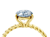 Yellow gold Fancy Blue Oval  Solitaire Twist Band Ring with Four-Prong Setting_72