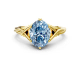 Yellow gold Fancy Blue Oval  Solitaire Twist Band Six-Prong Setting 1