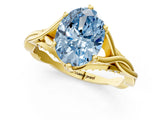 Yellow gold Fancy Blue Oval  Solitaire Twist Band Six-Prong Setting 2