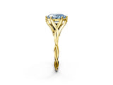 Yellow gold Fancy Blue Oval  Solitaire Twist Band Six-Prong Setting 3