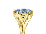 Yellow gold Fancy Blue Oval  Solitaire Twist Band Six-Prong Setting