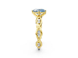 Yellow gold Fancy Blue Oval  Solitaire Twist Band with Leaf Prong Setting 3