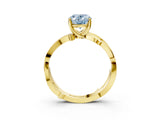 Yellow gold Fancy Blue Oval  Solitaire Twist Band with Pavé Accents and Four-Prong Setting_24