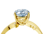 Yellow gold Fancy Blue Oval  Solitaire Twist Band with Pavé Accents and Four-Prong Setting_25