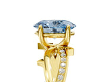 Yellow gold Fancy Blue Oval  Solitaire Twist Band with Pavé Accents and Four-Prong Setting_26