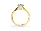 Yellow gold Fancy Blue Oval  Solitaire Twist Band with Pavé Diamonds and Four-Prong Setting_88