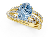 Yellow gold Fancy Blue Oval  Solitaire Twist Band with Pavé Setting and Four-Prong Setting_115